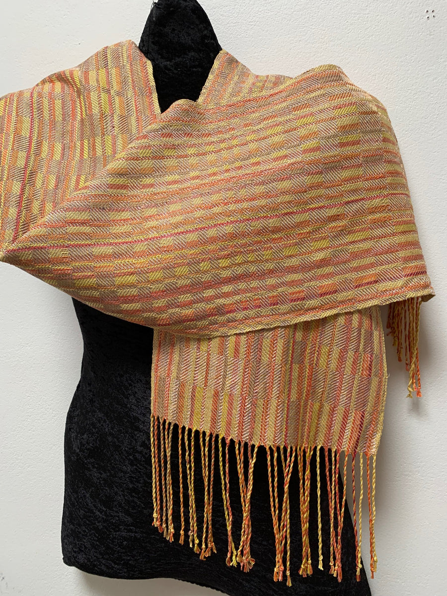 Hand dyed & handwoven scarf by Helen Wilder 